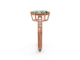 Rose gold Fancy Green Marquise Cut Cut Diamond Milgrain Pave Band Four-Prong Setting Ring_5
