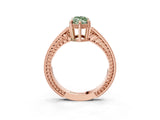 Rose gold Fancy Green Marquise Cut Cut Diamond Milgrain Pave Band Four-Prong Setting Ring_6