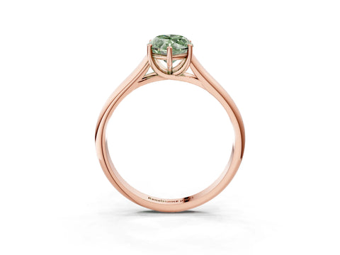 Rose gold Fancy Green Marquise Cut Cut Diamond Solitaire Engagement Ring with Tapered Plain Band and Four-Prong Setting_3