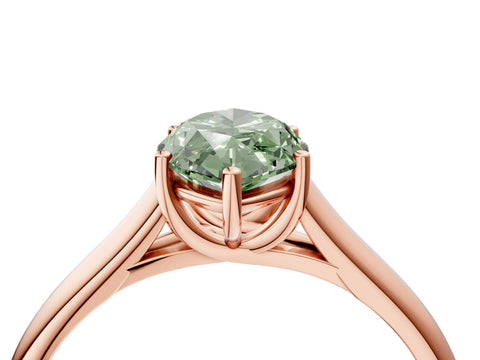 Rose gold Fancy Green Marquise Cut Cut Diamond Solitaire Engagement Ring with Tapered Plain Band and Four-Prong Setting_4