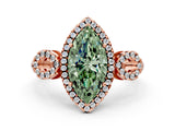 Rose gold Fancy Green Marquise Cut Cut Halo Diamond Infinity Band with Four-Prong Setting
