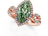 Rose gold Fancy Green Marquise Cut Cut Halo Diamond Infinity Band with Four-Prong Setting_1