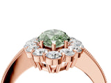 Rose gold Fancy Green Marquise Cut Cut Halo Diamond Pavé Engagement Ring with Milgrain Detailing_4