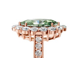 Rose gold Fancy Green Marquise Cut Cut Halo Diamond Pavé Engagement Ring with Milgrain Detailing_5