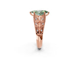 Rose gold Fancy Green Marquise Cut Cut Milgrain Pave Diamond Engagement Ring with Four-Prong Setting_5