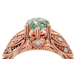 Rose gold Fancy Green Marquise Cut Cut Milgrain Pave Diamond Engagement Ring with Four-Prong Setting_7