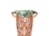Rose gold Fancy Green Marquise Cut Cut Milgrain Pave Diamond Engagement Ring with Four-Prong Setting_8