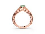 Rose gold Fancy Green Marquise Cut Cut Pave Band Milgrain Solitaire Ring_10