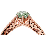Rose gold Fancy Green Marquise Cut Cut Pave Band Milgrain Solitaire Ring_26