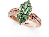 Rose gold Fancy Green Marquise Cut Cut Pave Split Shank Engagement Ring with Four-Prong Setting_1
