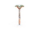 Rose gold Fancy Green Marquise Cut Diamond Brilliant Solitaire Ring with Pavé Band and Four-Prong Setting_14