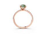 Rose gold Fancy Green Marquise Cut Diamond Brilliant Solitaire Ring with Pavé Band and Four-Prong Setting_15