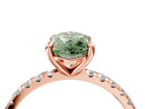 Rose gold Fancy Green Marquise Cut Diamond Brilliant Solitaire Ring with Pavé Band and Four-Prong Setting_16