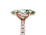 Rose gold Fancy Green Marquise Cut Diamond Brilliant Solitaire Ring with Pavé Band and Four-Prong Setting_17