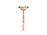 Rose gold Fancy Green Marquise Cut Diamond Brilliant Solitaire Ring with Pavé Band and Four-Prong Setting_2