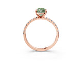 Rose gold Fancy Green Marquise Cut Diamond Brilliant Solitaire Ring with Pavé Band and Four-Prong Setting_3