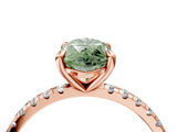 Rose gold Fancy Green Marquise Cut Diamond Brilliant Solitaire Ring with Pavé Band and Four-Prong Setting_4