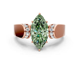 Rose gold Fancy Green Marquise Cut Diamond Channel Set Solitaire Ring with Four-Prong Setting_12