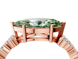 Rose gold Fancy Green Marquise Cut Diamond Cluster Pavé Band with Four-Prong Setting_7