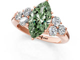 Rose gold Fancy Green Marquise  Cut Diamond Cluster Ring with Round Accent Stones and Prong Setting on a Classic Band_50