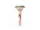 Rose gold Fancy Green Marquise  Cut Diamond Cluster Ring with Round Accent Stones and Prong Setting on a Classic Band_51