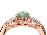 Rose gold Fancy Green Marquise  Cut Diamond Cluster Ring with Round Accent Stones and Prong Setting on a Classic Band_53