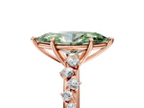Rose gold Fancy Green Marquise Cut Diamond Cluster Side Stone Solitaire Ring with Prong Setting_78