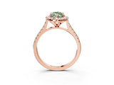 Rose gold Fancy Green Marquise Cut Diamond Cushion Halo Ring with Pavé Band_3
