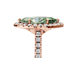 Rose gold Fancy Green Marquise Cut Diamond Cushion Halo Ring with Pavé Band_5