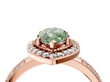 Rose gold Fancy Green Marquise Cut Diamond Double Halo Ring with Split Shank and Four-Prong Setting_4