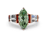 Rose gold Fancy Green Marquise Cut Diamond Engagement Ring with Baguette Side Stones and Channel Set Band_20