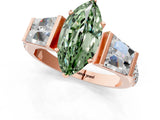 Rose gold Fancy Green Marquise Cut Diamond Engagement Ring with Baguette Side Stones and Channel Set Band_21