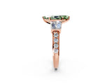 Rose gold Fancy Green Marquise Cut Diamond Engagement Ring with Baguette Side Stones and Channel Set Band_22
