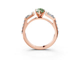 Rose gold Fancy Green Marquise Cut Diamond Engagement Ring with Baguette Side Stones and Channel Set Band_23