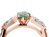 Rose gold Fancy Green Marquise Cut Diamond Engagement Ring with Baguette Side Stones and Channel Set Band_24