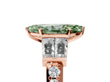 Rose gold Fancy Green Marquise Cut Diamond Engagement Ring with Baguette Side Stones and Channel Set Band_25