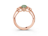 Rose gold Fancy Green Marquise  Cut Diamond Engagement Ring with Bezel Set Round Side Stones and Prong Setting_52