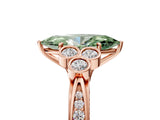 Rose gold Fancy Green Marquise  Cut Diamond Engagement Ring with Bezel Set Round Side Stones and Prong Setting_54