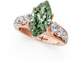 Rose gold Fancy Green Marquise  Cut Diamond Engagement Ring with Pavé Band and Four-Prong Setting_4
