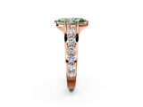 Rose gold Fancy Green Marquise  Cut Diamond Engagement Ring with Pavé Band and Four-Prong Setting_5
