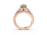 Rose gold Fancy Green Marquise  Cut Diamond Engagement Ring with Pavé Band and Four-Prong Setting_6