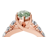 Rose gold Fancy Green Marquise  Cut Diamond Engagement Ring with Pavé Band and Four-Prong Setting_7