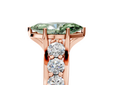 Rose gold Fancy Green Marquise  Cut Diamond Engagement Ring with Pavé Band and Four-Prong Setting_8