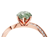 Rose gold Fancy Green Marquise Cut Diamond Engagement Ring with Side Stone Accents and Four-Prong Setting_100