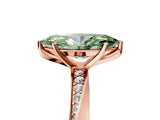 Rose gold Fancy Green Marquise Cut Diamond Engagement Ring with Side Stone Accents and Four-Prong Setting_101