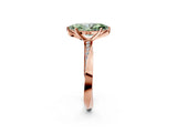 Rose gold Fancy Green Marquise Cut Diamond Engagement Ring with Side Stone Accents and Four-Prong Setting_14
