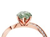 Rose gold Fancy Green Marquise Cut Diamond Engagement Ring with Side Stone Accents and Four-Prong Setting_16