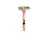 Rose gold Fancy Green Marquise Cut Diamond Engagement Ring with Side Stone Accents and Four-Prong Setting_98