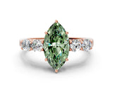 Rose gold Fancy Green Marquise  Cut Diamond Five-Stone Prong Set White Gold Ring_32