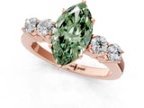 Rose gold Fancy Green Marquise  Cut Diamond Five-Stone Prong Set White Gold Ring_33